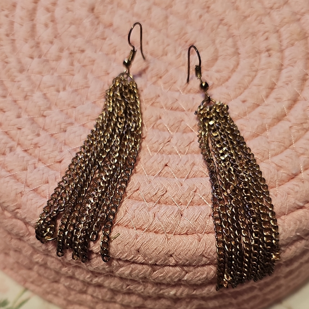 Elegant Gold Chain Tassel Earrings